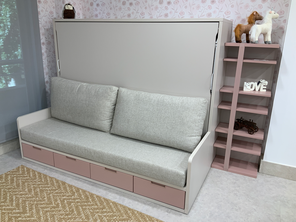 CAMA ABATIBLE HORIZONTAL 135X190 CM+ESTANTERIA